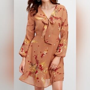 Womens Maurices Tan Floral Dress | Large
